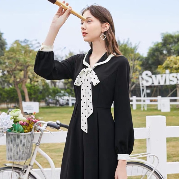 French Elegant Style Long-Sleeve Dress – Size S - Picture 1 of 2